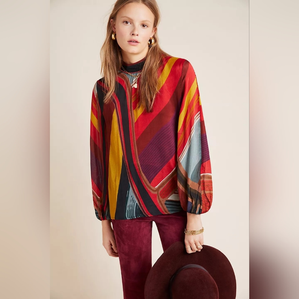Anthropologie Crisanta Mock Neck Blouse- XS